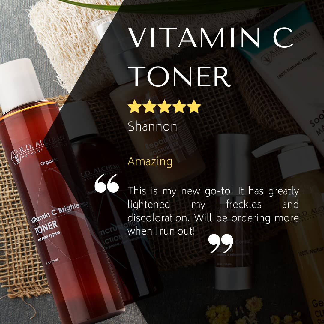 RD Alchemy - Natural & Organic Vitamin C Facial Toner - Brighten, Tighten & Tone Large Pores and Spots with Vitamin C-Rich Herbal Extracts for a Radiant, Refreshed Complexion.