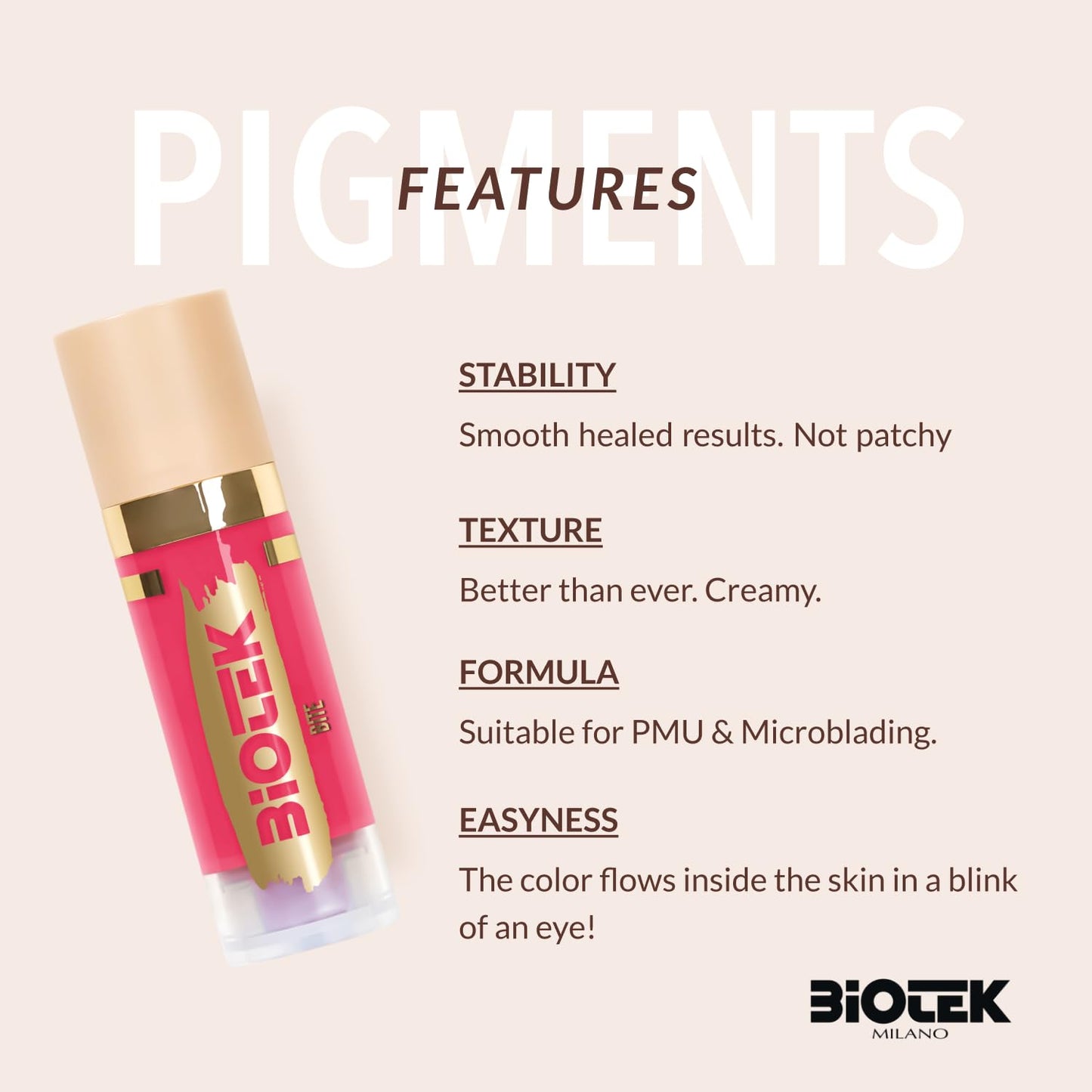 Biotek Lip Pigment for Permanent Makeup - Natural Antique Pink Lip Color - Made in Italy - Parfum 0,61 fl.oz.