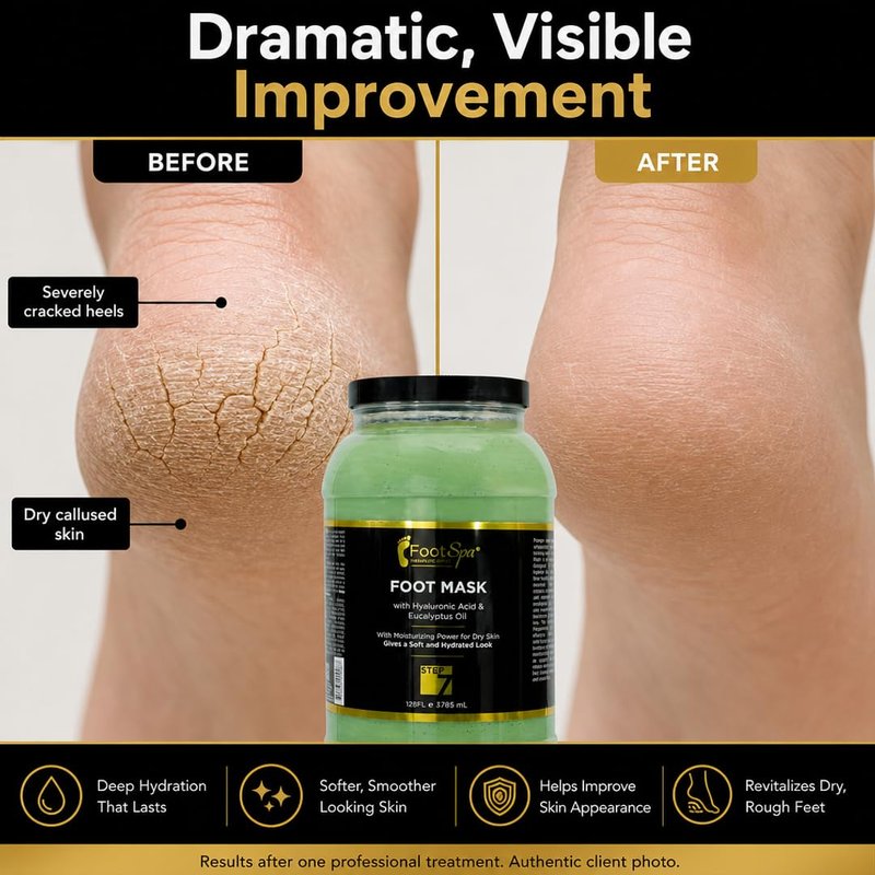 FootSpa Professional Pedicure Treatment - Medical-Grade Dermal Recovery Mask with Luxury Actives at Industrial Scale, Repairs Skin Barrier for Instant Wow Softness, 128 Oz / 1 Gallon