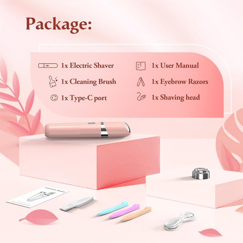 Epilator for Women, 2 in 1 Facial Hair Removal, Electric Lady Shaver with LED Light, Rechargeable Hair Removal Device for Legs, Face, Bikini & Arms, Smooth Epilator Trimmer Travel Kit Set