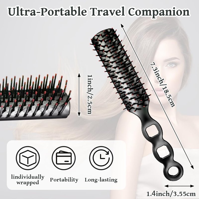 FufuHalo Bulk Hair Brushes 100 PCS Individually Wrapped Hair Brush Bulk, Disposable Hair Brushes Homeless Supplies Bulk Suitable for Charity Donation,Hotel,Shelter,Home(Black)