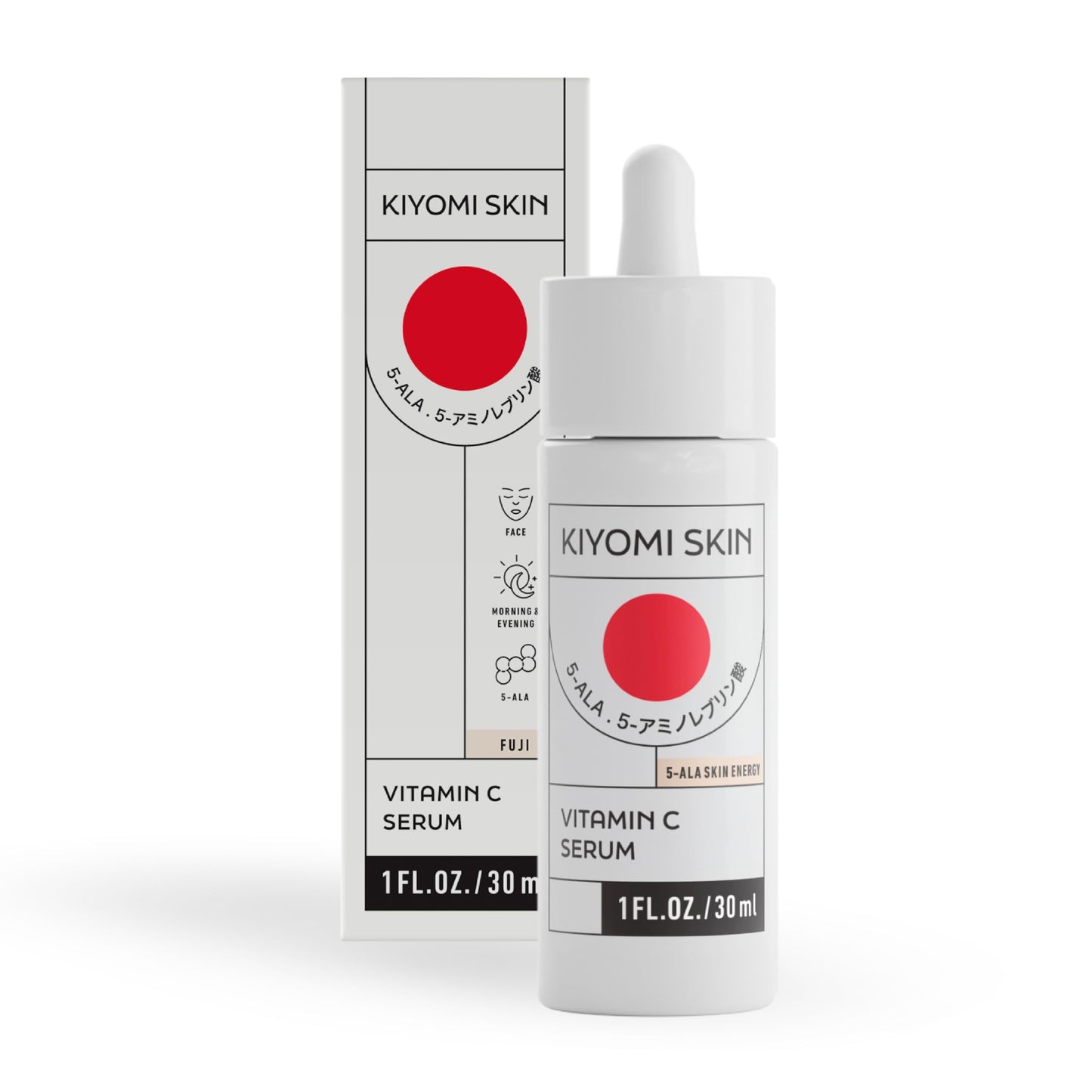 Kiyomi Skin Vitamin C Serum for Face - Stable Vitamin C Complex with 5-ALA & Hyaluronic Acid - Helps Improve the Look of Dark Spots, Uneven Tone & Dullness - Vegan & Made in Germany - 1 Fl Oz