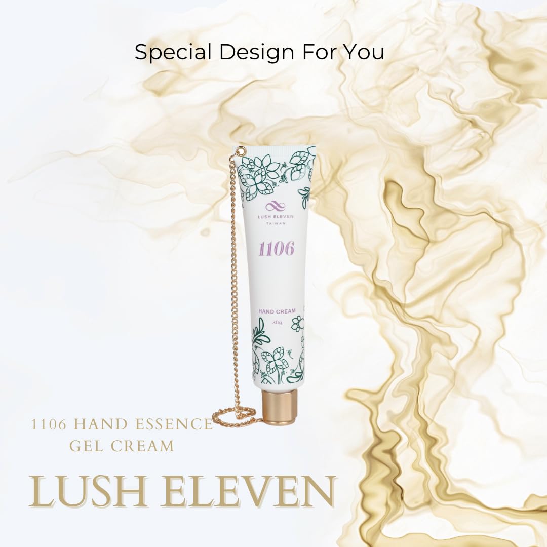LUSH ELEVEN 1106 Hand Essence Gel Cream, full-effect moisturizing and repairing, floral scent, with speicial metal chain design, 30g