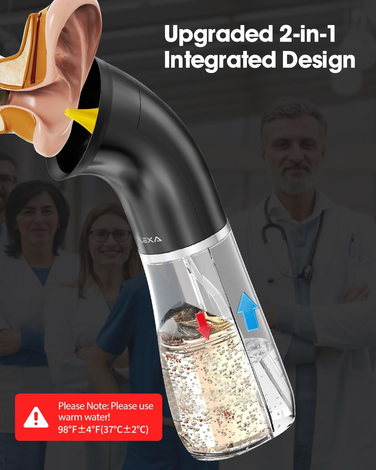 Ear Wax Removal Kit - Dual Water Tank Design with 4 Pressure Settings | 250ML Capacity, 8 Soft Earbuds, Type-C Charging, IPX7 Waterproof