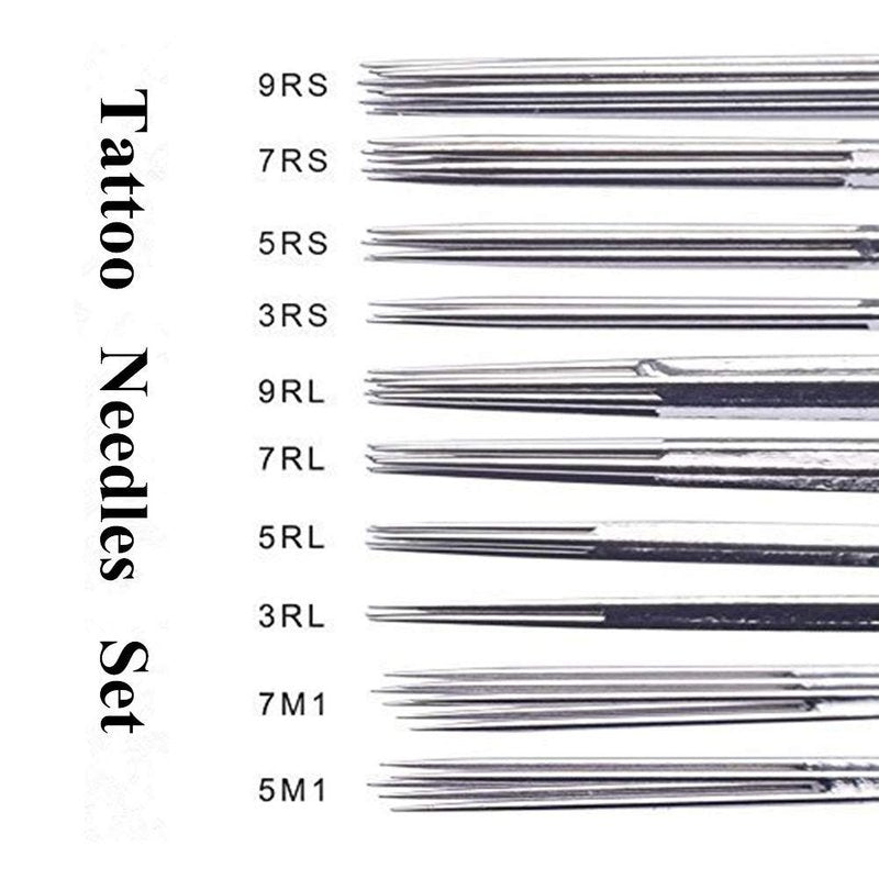 Tattoo Needles Set - Autdor 200PCS Mixed Tattoo Needles 3RL,5RL,7RL,9RL,3RS,5RS,7RS,9RS,5M1,7M1 Disposable Sterile Tattoo Gun Needles Assorted Liners,Shaders and Magnum (Mixed-RL/RS/M1-200pcs)