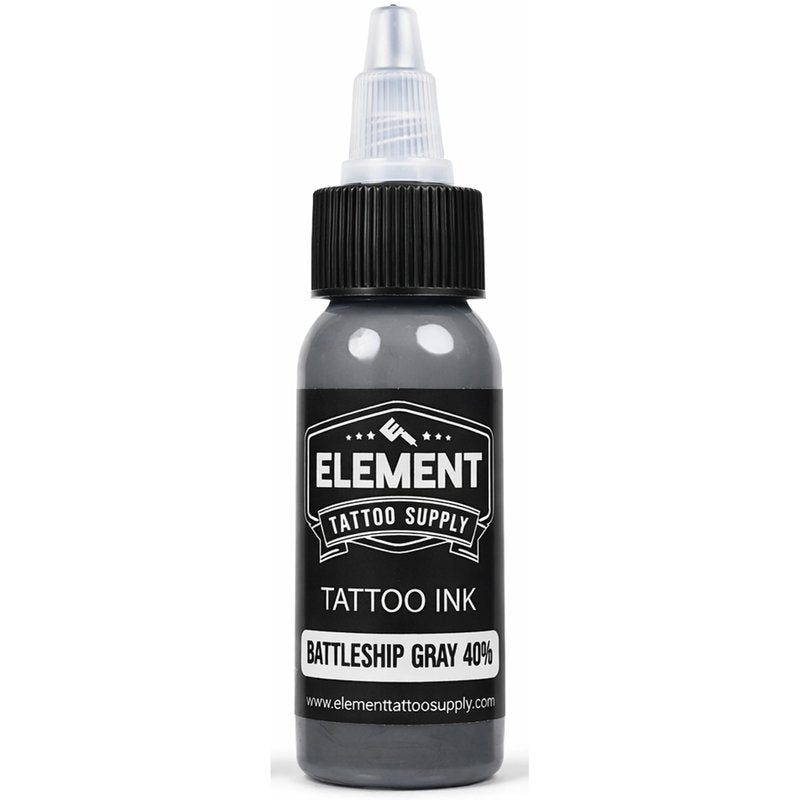 Element Tattoo Supply Battleship Gray Tattoo Ink Set - 4 Shades of Grey, Light, Medium, Medium Dark & Dark Tones, Professional Grade Tattoo Inks for Mixing & Blending, 1 oz Bottle (4 Pack)