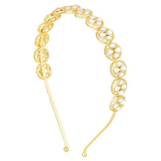 Aheli White Kundan Studded Ethnic Hair Band Fashion Jewellery for Women