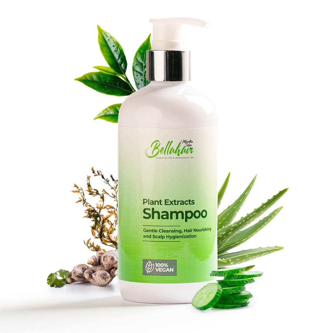Bellahair Organic Sulfate-Free Tea Tree Shampoo for Curly, Thinning, Color-Treated & Dry Hair – Hair Growth, Frizz Control, Hydration & Volume – Natural Moisturizing Shampoo for Men & Women