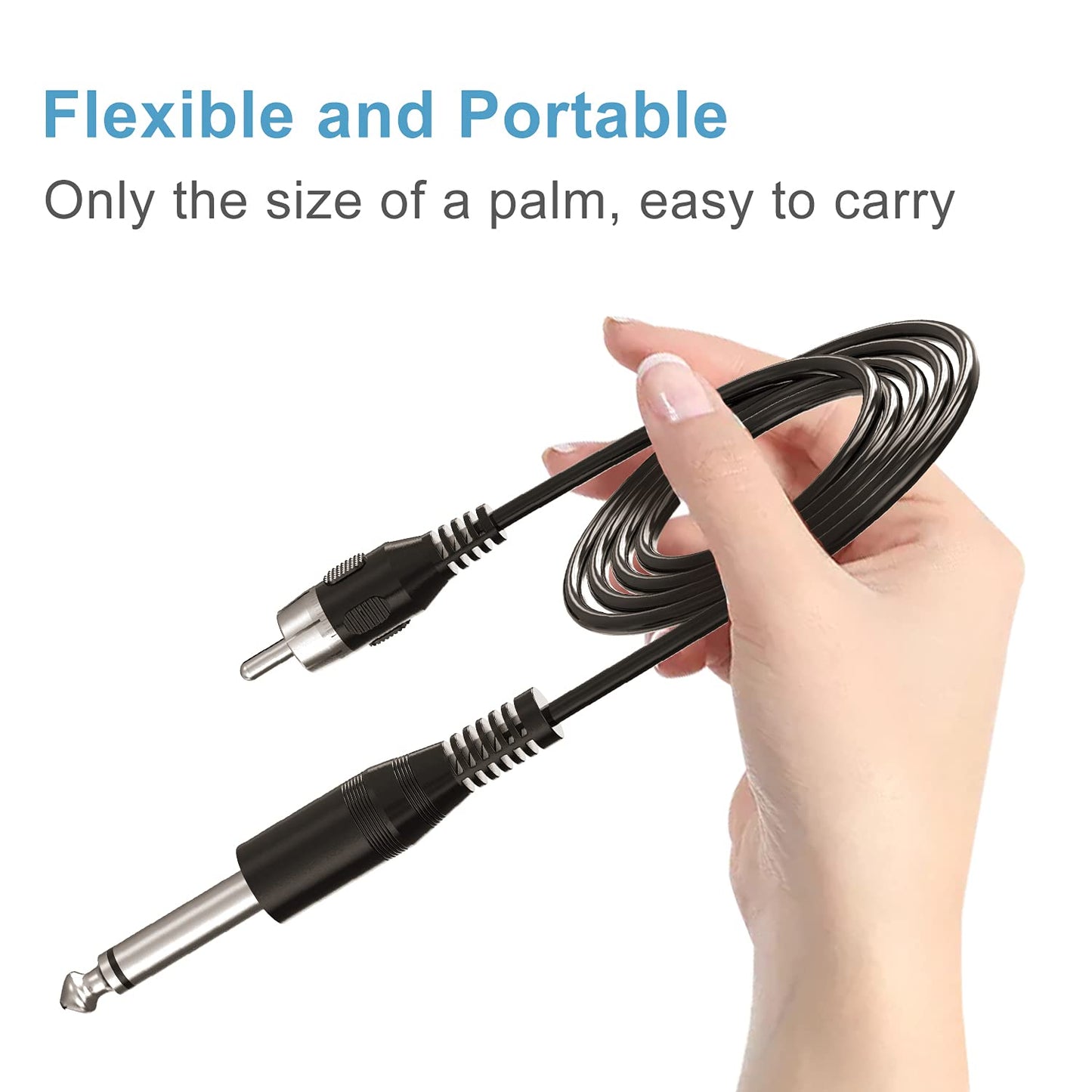 Ancable 6-Feet Tattoo Clip Cord, 6.35mm to RCA Connector Silicone Clip Cable, Suitable for Tattoo Pen & Rotary Machine, Black