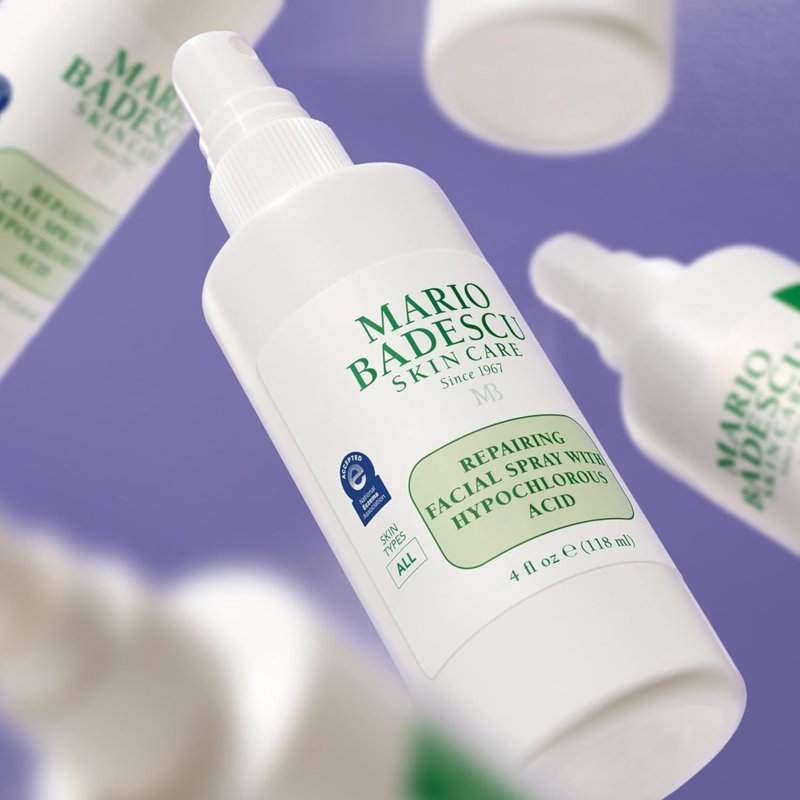 Mario Badescu Repairing HOCl Facial Spray with Hypochlorous Acid – Soothes & Hydrates Angry, Irritated Skin, Reduce Redness & Flare-Ups – pH Balancing, Non-Irritating Cleanser, 4 Fl Oz (Pack of 2)
