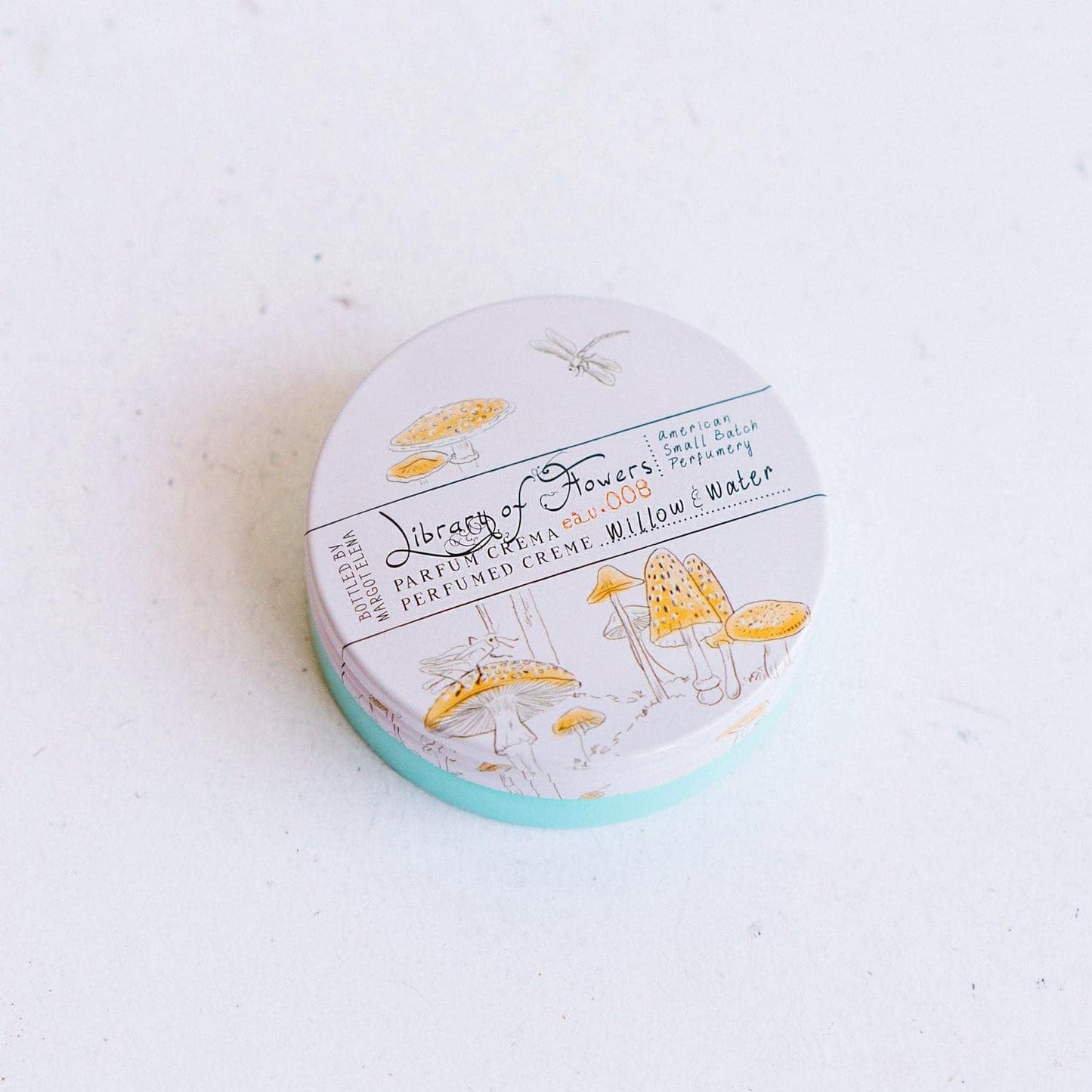 Library of Flowers Willow & Water Parfum Crema, 2.5 oz., Cut Greens, Flowering Lotus, & Watercress Scented Women's Solid Perfume, Long Lasting Fragranced Body Lotion