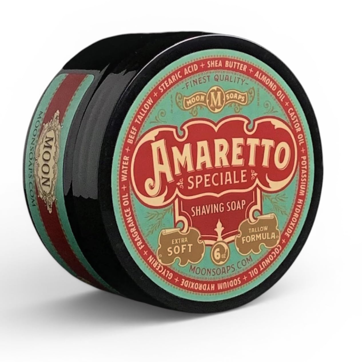 Moon Soaps Amaretto Speciale – Luxury Tallow Shaving Soap with Almond & Dark Cherry Scent, 6 oz