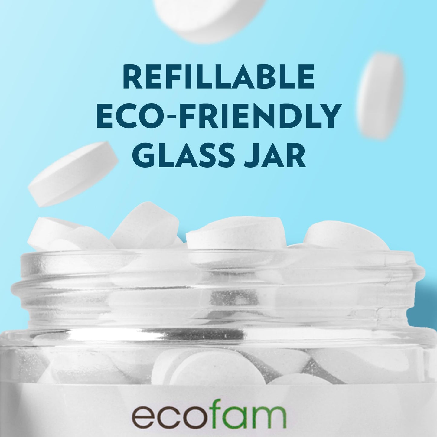 ECOFAM Peppermint Mouthwash Tablets - Chewable Tablet for Fresh Breath Fluoride Free Alcohol Free Travel Size Mouthwash - 90 Tablets
