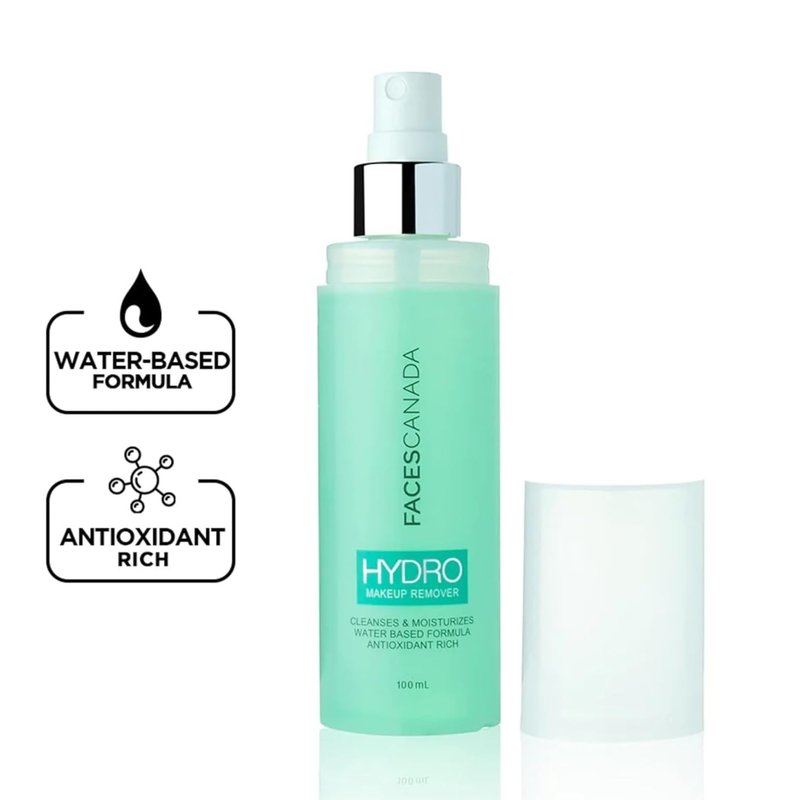 FACESCANADA Hydro Makeup Remover Spray | Cleanses & Moisturizes Skin | Rich in Antioxidants | Gentle Makeup Remover for Face & Eye | 3.38 Fl Oz/100ml