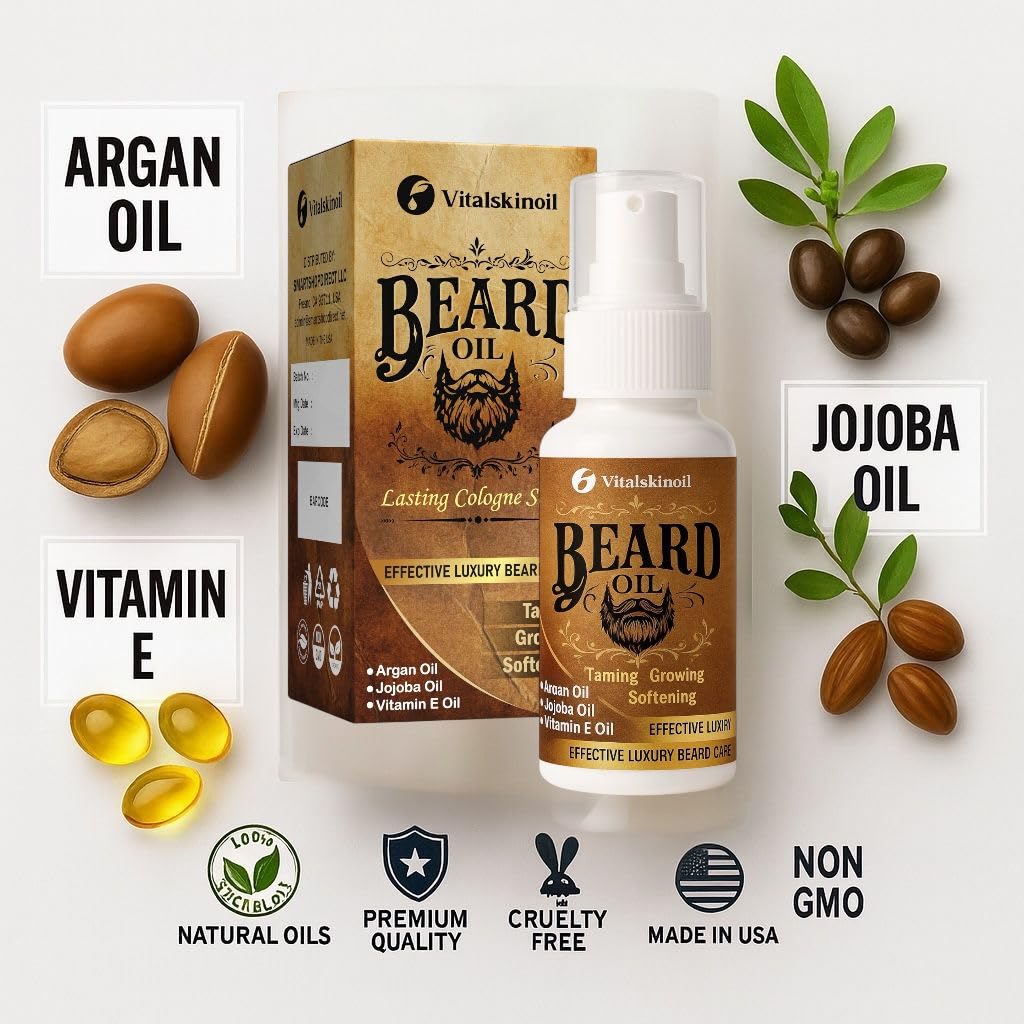 Beard Oil for Men - with Argan Jojoba & Vitamin E - Cologne Scent - 100 ml - taming conditioning & growth
