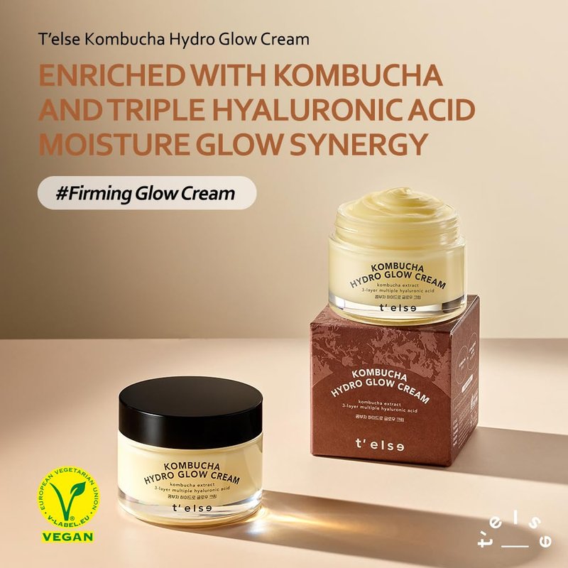 T'ELSE Kombucha Hydro Glow Cream 1.69 fl.oz., Tightening Deep Facial Moisturizing, Vegan, Hydrate and Soften the Skin, 50ml
