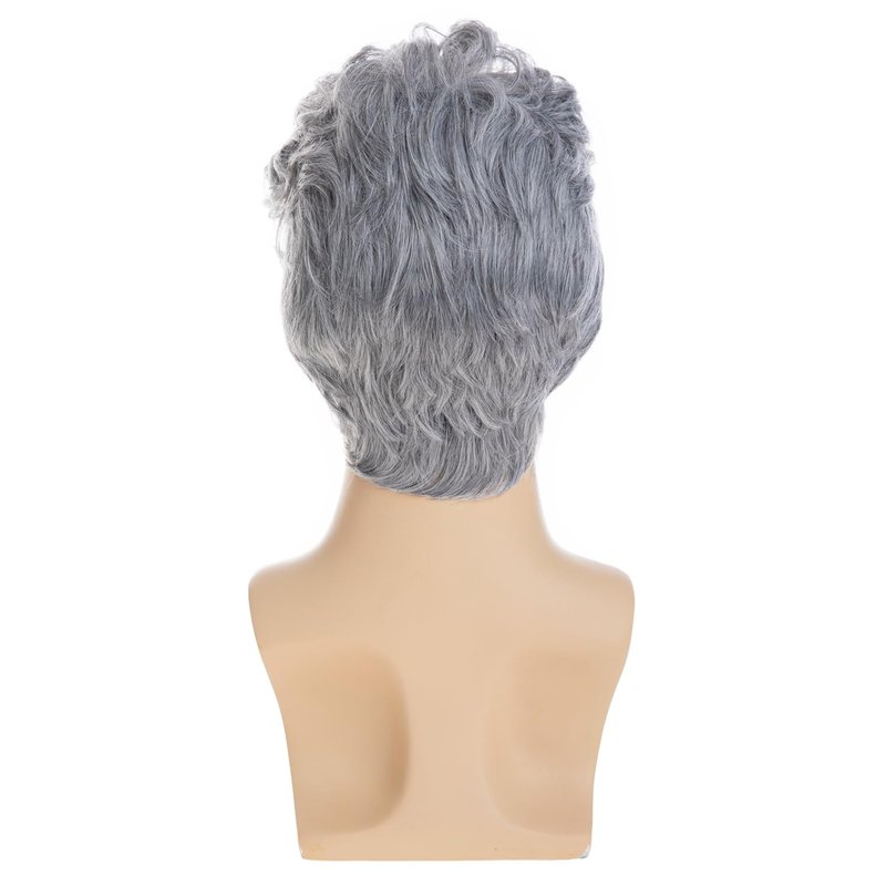 Beweig Men Wigs Short Gray Wig Synthetic Heat Resistant Natural Halloween Cosplay Hair