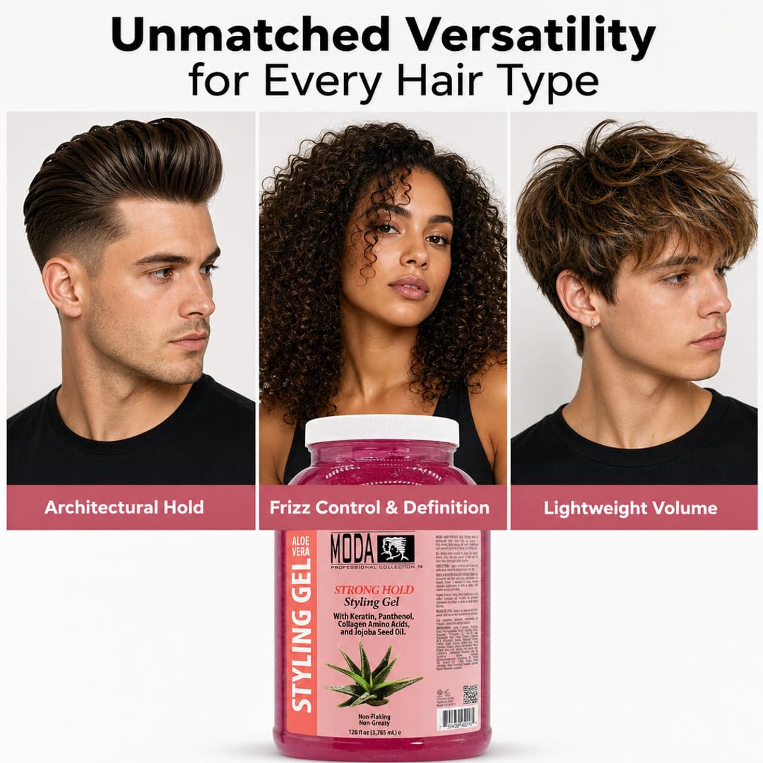 MODA Hair Styling Gel & Restorative Treatment – Alcohol-Free, Sulfate-Free, Paraben-Free | All-Day Hold for All Hair Types | Salon & Family Use | Cruelty-Free, Vegan, Made in USA | 128 oz
