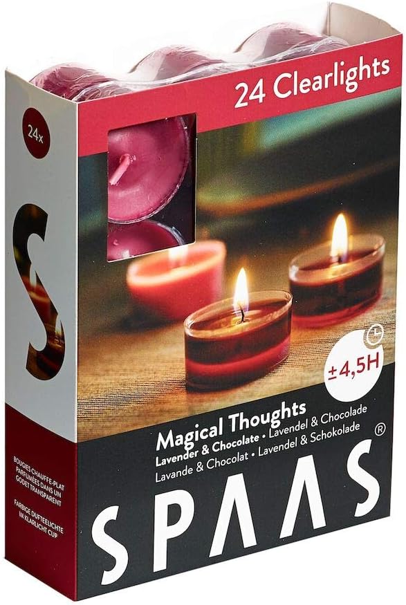 Morning Breeze Scented Tealights - Spaas 24 Clear Cup Candles, 4.5 Hour Burn Time