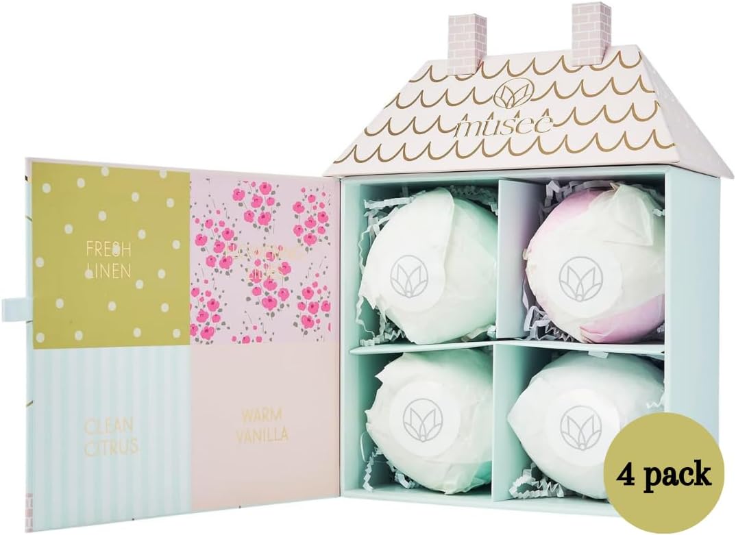 Musee Dollhouse Bath Balm Set - 4x8oz Handmade Bath Bombs | Cruelty-Free & Kid-Friendly Bubble Bath