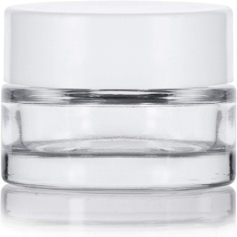 Clear Glass Balm Jars - 0.25 Oz Thick Wall with Foam Lined Lids | 12 Pack