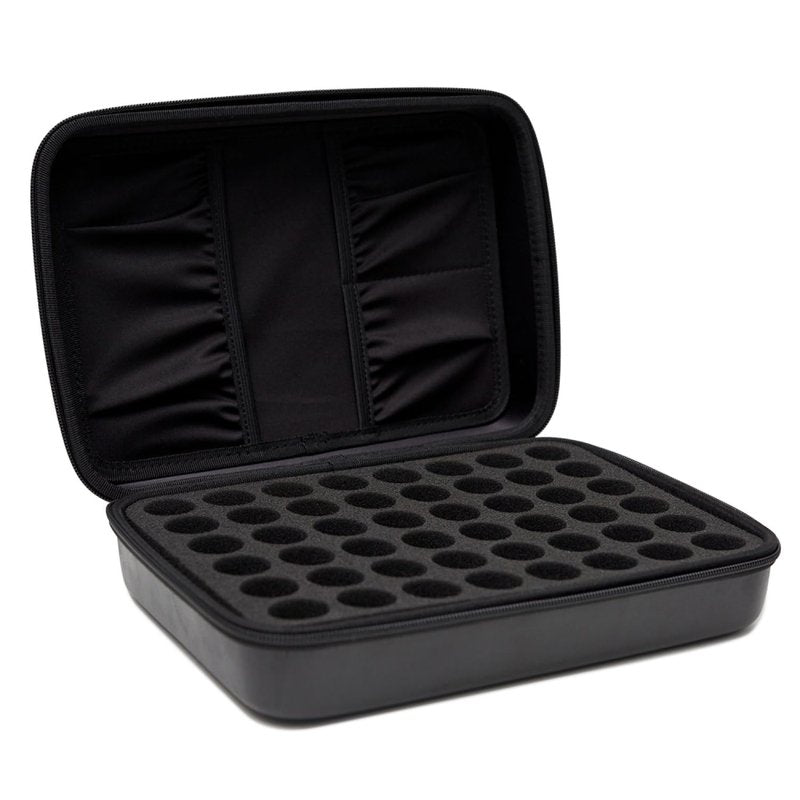 Edens Garden Essential Oil Carrying Case – Portable Travel Organizer Holds 48 Bottles (5 ml, 10 ml & Roll-Ons) – Hard Shell Zipper Storage Bag with Handle for Aromatherapy Accessories - Black