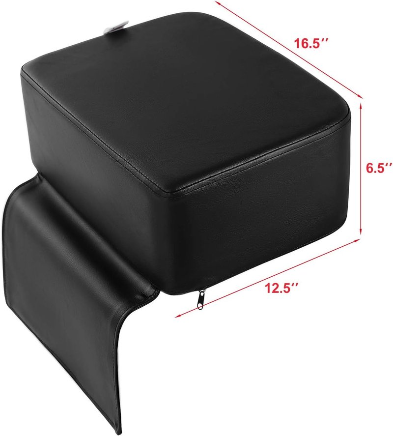 Kids Barber Booster Seat - 6.5" Thick Toddler Salon Chair Cushion with Foot Protector | Black Synthetic Leather