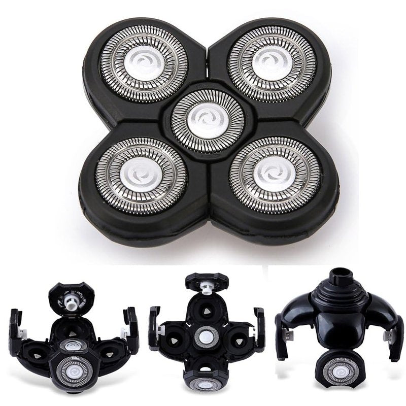 4PCS Shaver Replacement Blades for Head Shaver, 5 Blades Shaver Heads for Bald Men, Head and Face Electric Razor Heads, 2 Cleaning Brush