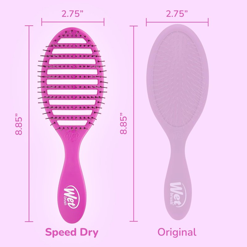 Wet Brush Speed Dry Detangling Brush | Vented Design for Fast Blow Drying - Ultra-Soft Bristles - 2 Pack (Pink & Purple)