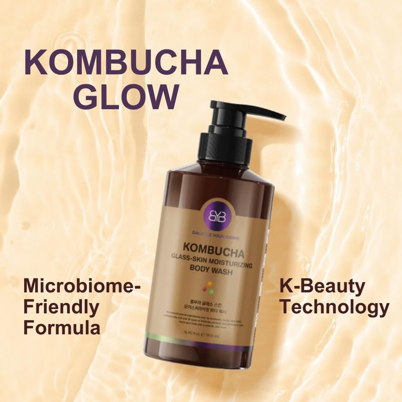 Kombucha Glass-Skin Body Wash - K-Beauty Nourishing Cleanser with Pear Juice & Pomegranates | 16.9 fl. oz.