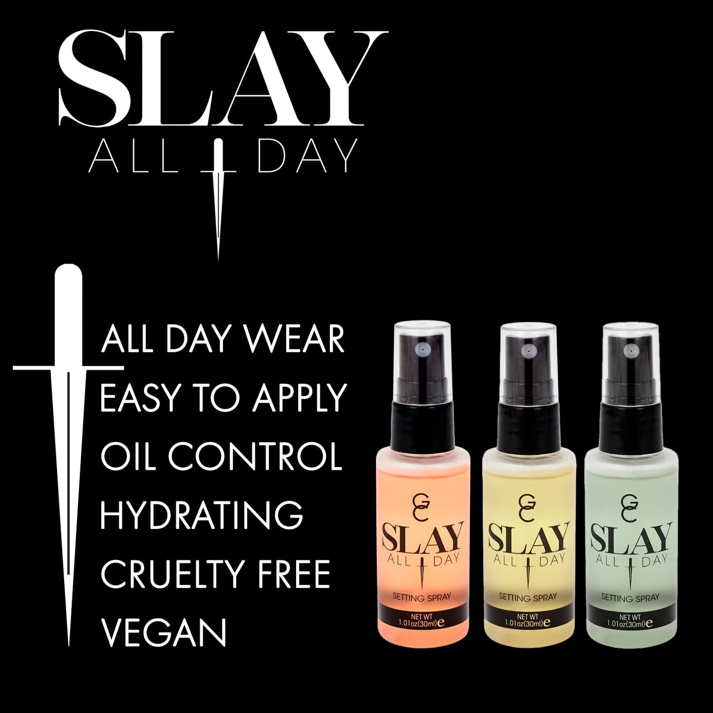 Slay All Day Setting Spray - Garden Party Set by Gerard Cosmetic for Women - 3 Pc 1.01oz Peach, 1.01 Lemongrass, 1.01oz Green Tea