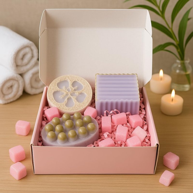 Aqua Marr Lavender Goat Milk Soap Set – 3 Pack Gift Box – Hydrating & Exfoliating Oatmeal Bars – Handmade Natural Soap for Sensitive Skin – 4 oz Each – Made in Miami