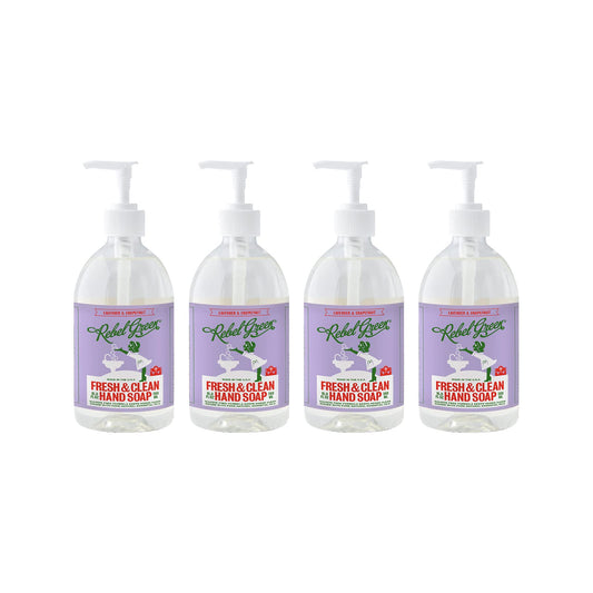 Rebel Green Liquid Hand Soap - Moisturizing Natural Bathroom & Kitchen Liquid Soap - Gentle Household Hand Wash (Lavender & Grapefruit, 16.90 Fl Oz (Pack of 4))