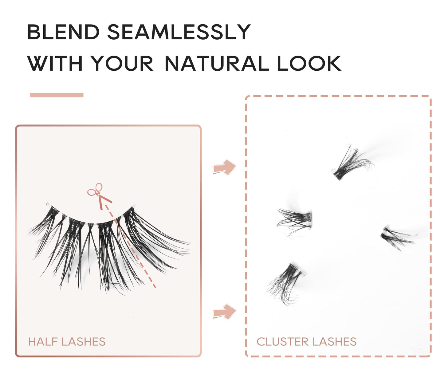 Onlyall Natural Lashes Half Lashes Natural Look False Wispy Eyelashes Clear Band Lashes Pack 3D Faux Mink Lashes 7 Pairs C03