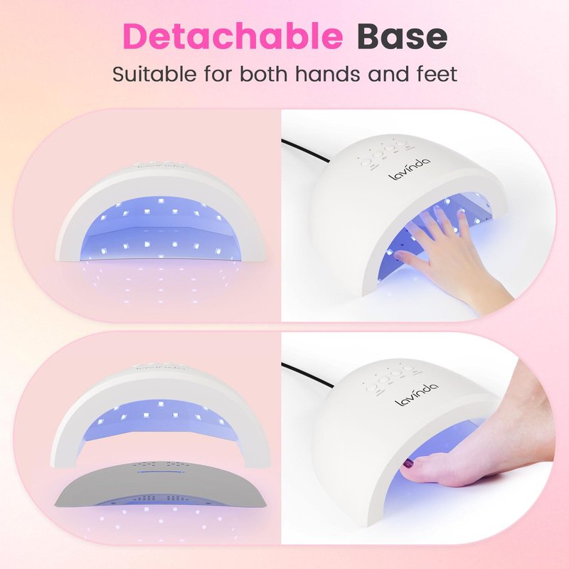 Lavinda UV LED Nail Lamp for Gel Polish, 48W Nail Dryer with Premium Matte Finish, Fast Curing UV Light with 4 Timers, Smart Sensor & Detachable Base for Hands & Feet Salon Home DIY Manicure