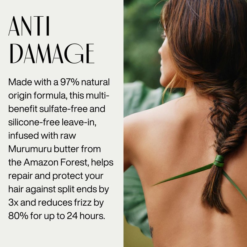 natura - Ekos Murumuru Anti-Damage Leave-In - Reconstructs Hair Fiber, Reduces Frizz, Detangles, and Repairs Split Ends, Vegan, Not Tested On Animals, Unisex, For Frizzy Hair - 5 fl oz (150ml)