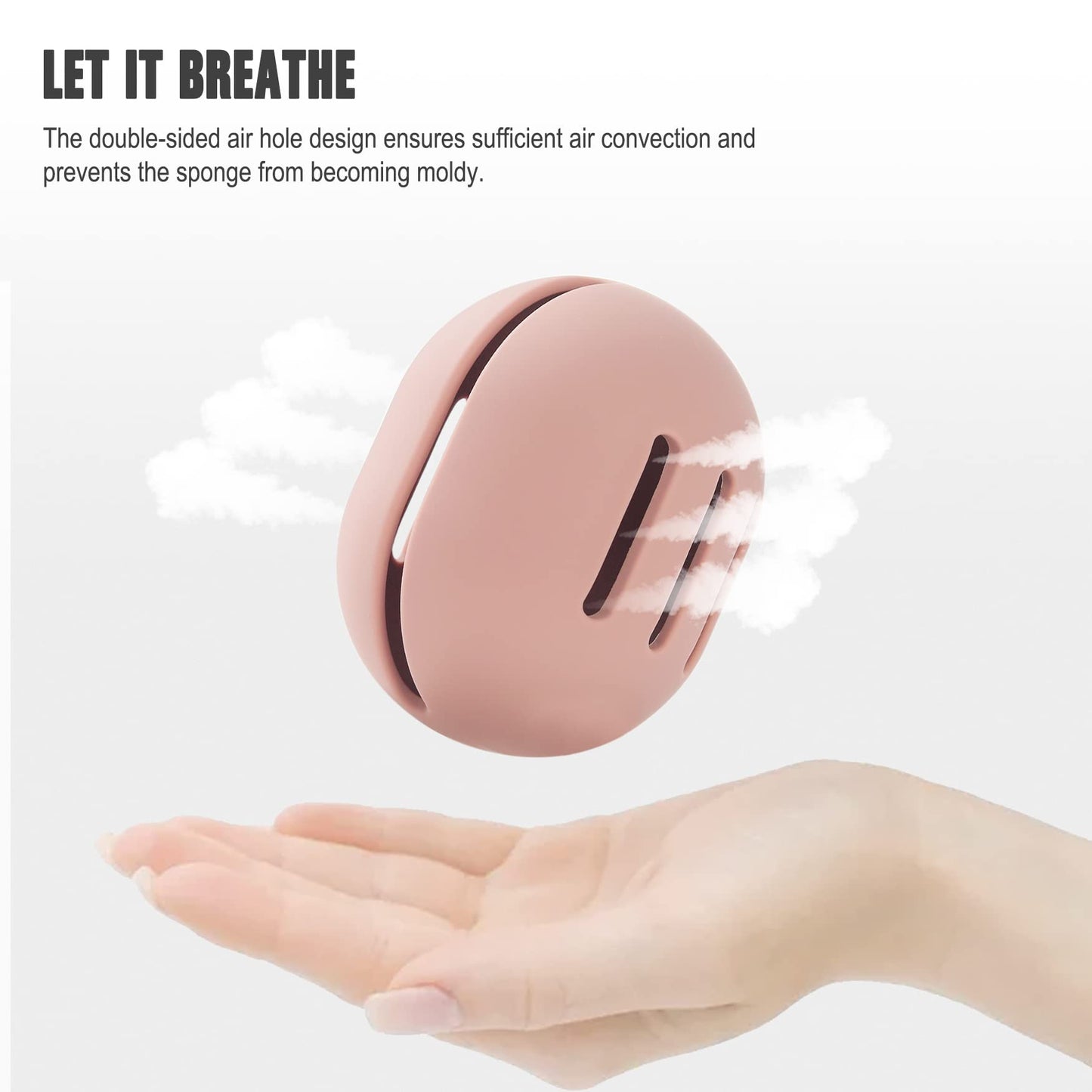 FERYES Travel Makeup Sponge Brush Holder, Soft Silicone Beauty Make Up Brush Blender Case Organizer for Travel- Pink