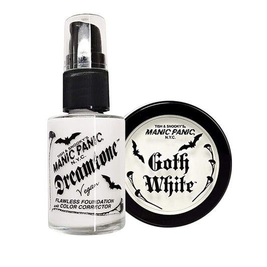 MANIC PANIC White Liquid Foundation Bundle with Goth White Cream to Powder Foundation