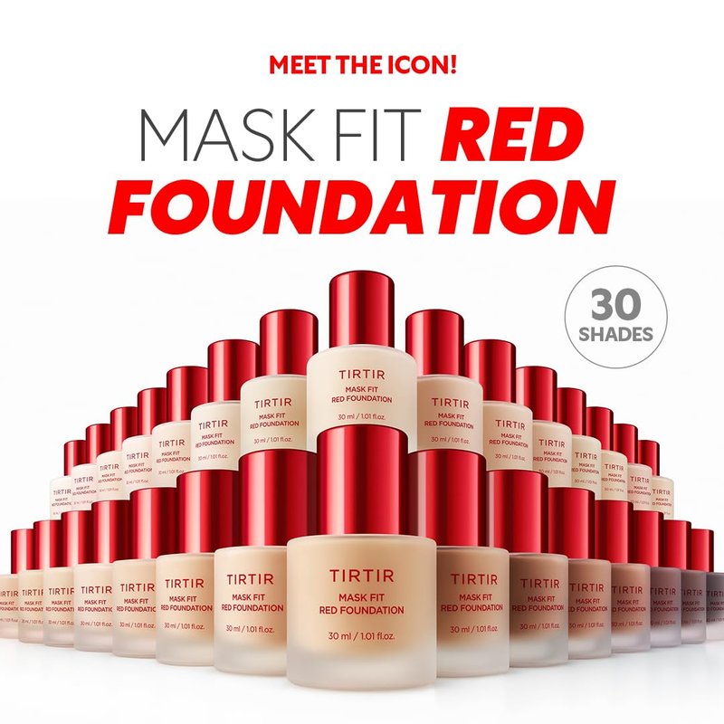 TIRTIR Mask Fit Red Foundation - Long-Lasting Flawless Coverage, Hydrating, Pore-Blurring | #21N Ivory, 1.01 Fl Oz