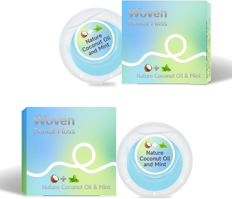 Dr. Emma Woven Dental Floss - Coconut Oil Infused, Mint Flavor | Expanding & Stretchable, 33 Yards, Pack of 2