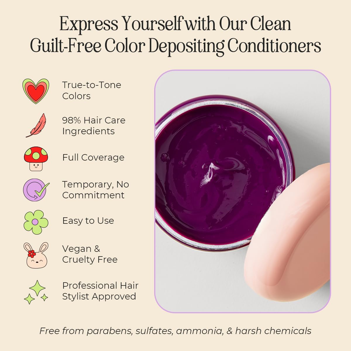 INH Hair Dye Set - Violet Garnet & Amethyst Dark Purple Semi Permanent Hair Color Duo, Vegan Color Depositing Conditioner, Ammonia & Sulfate-Free, No Bleach, No Peroxide, Ready to Use Bundle, 6oz