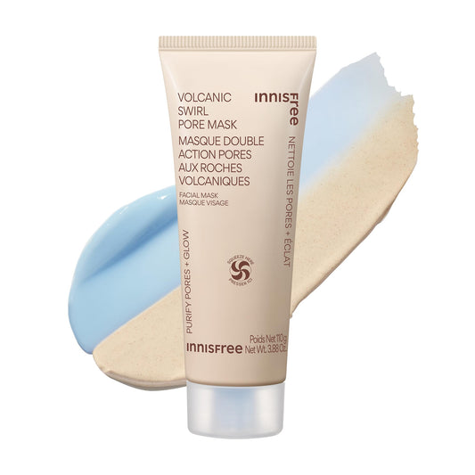 Innisfree Volcanic Swirl Pore Mask | 2-in-1 Korean Mask with AHA and Hyaluronic Acid for Oily Skin | Exfoliating, Smoothing and Hydrating | Suitable for Normal to Dry Skin