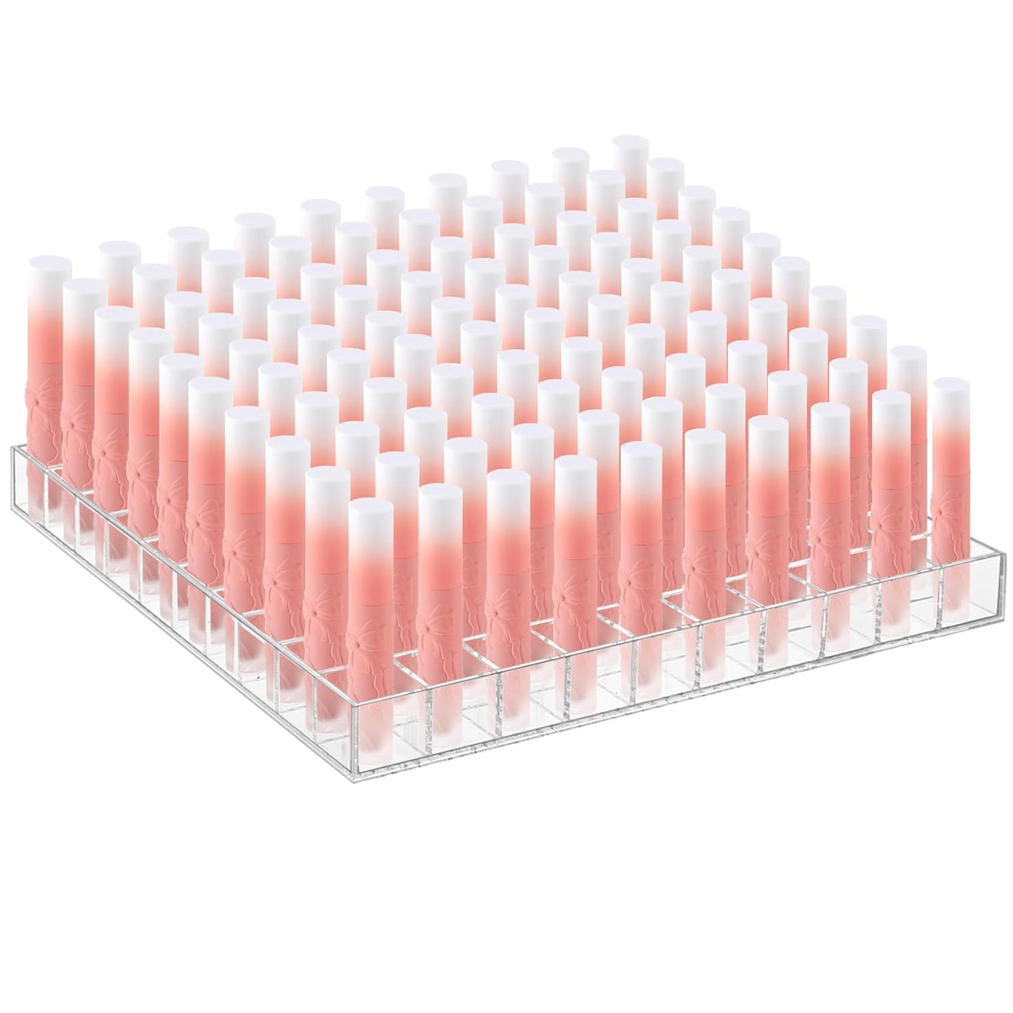 Clear Acrylic Lipstick Holder - 100 Slot Makeup Organizer for Lip Gloss, Brushes & Perfume | Vanity Display Case