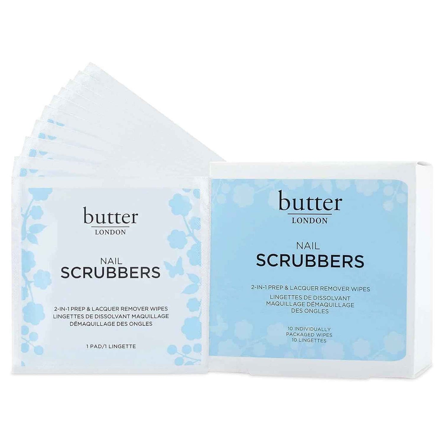 Butter LONDON 2-in-1 Nail Polish Remover Pads - Travel-Friendly Gel Scrubbers, Cruelty-Free