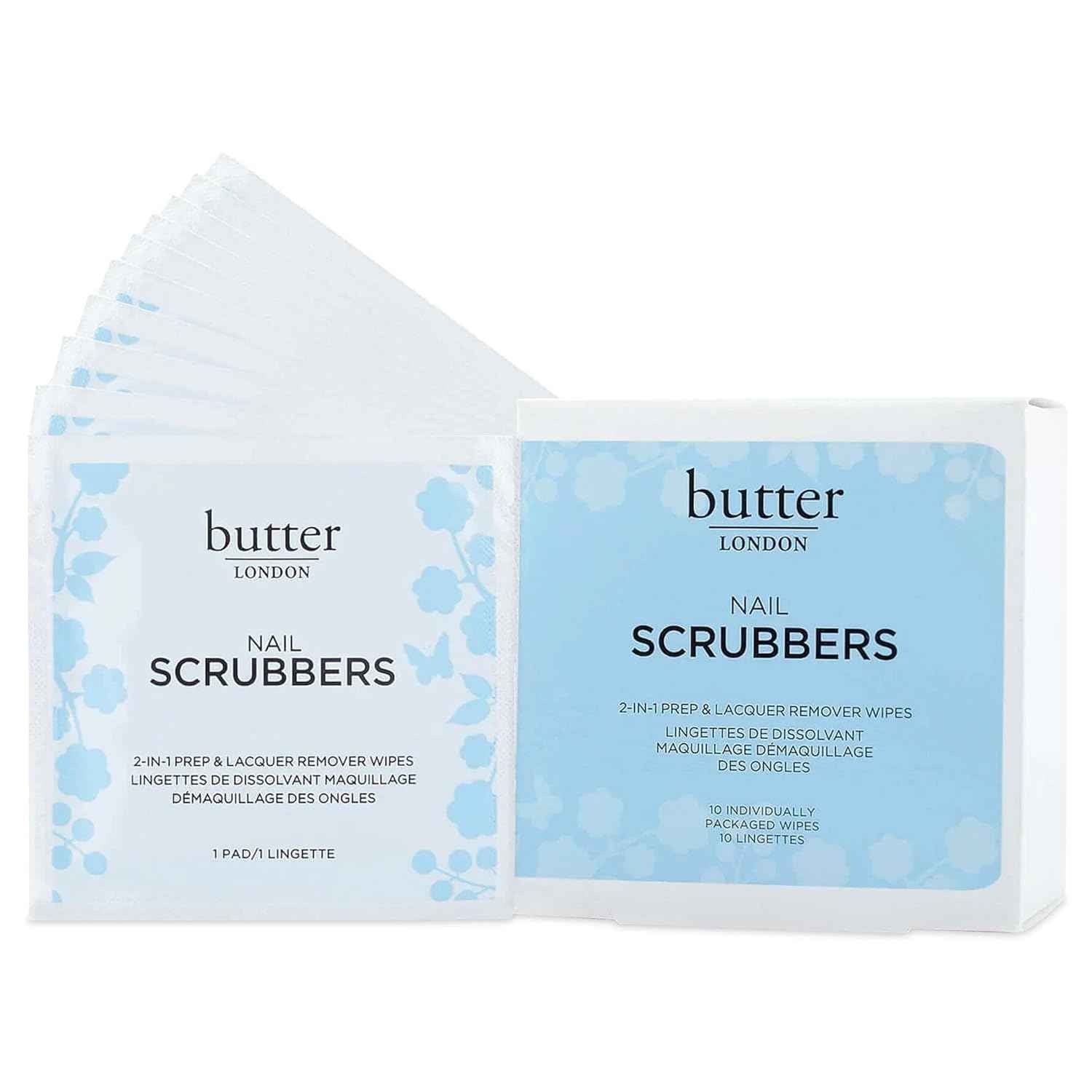 Butter LONDON 2-in-1 Nail Polish Remover Pads - Travel-Friendly Gel Scrubbers, Cruelty-Free