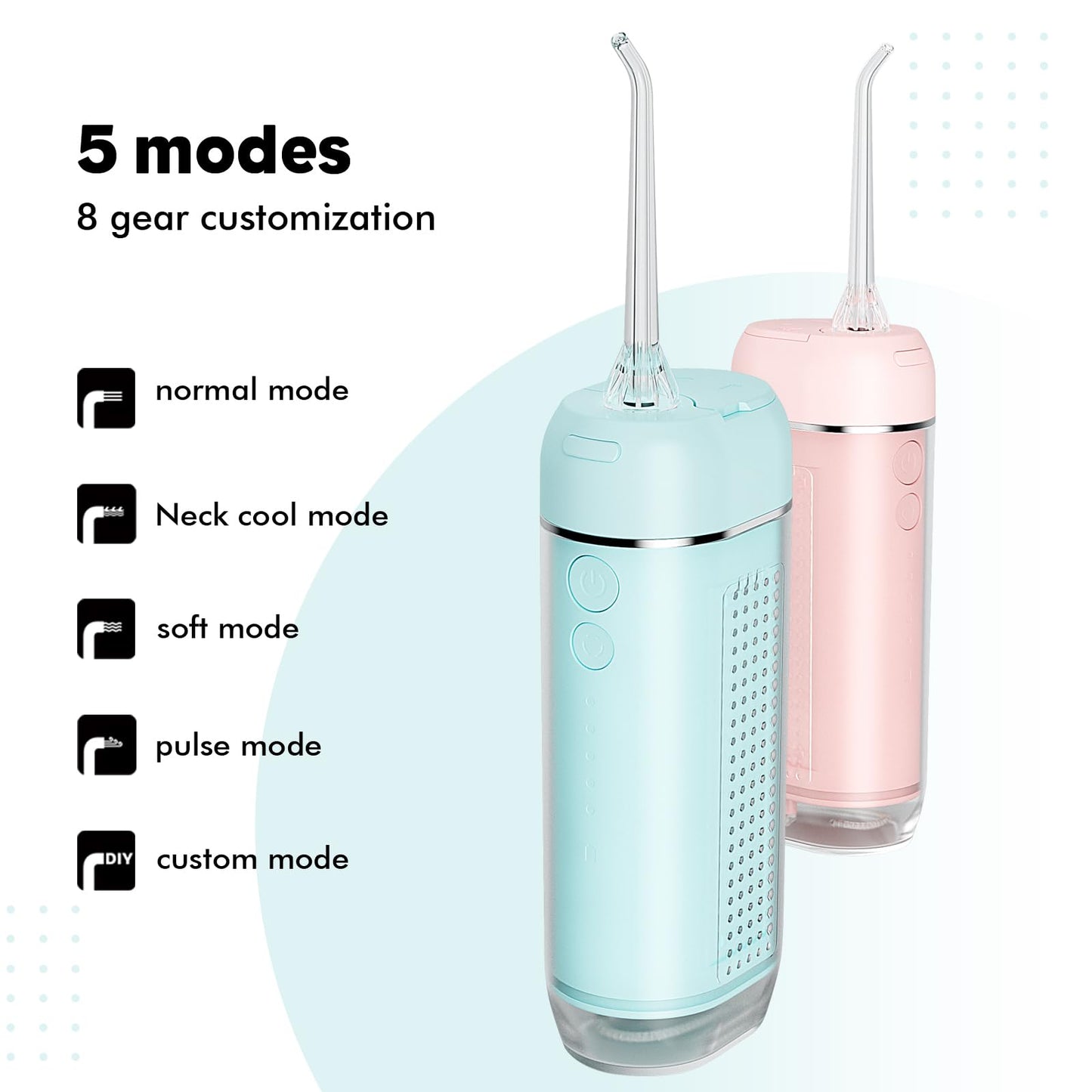 Powerful Portable Cordless Water Dental Flosser: Rechargeable [2000 mAh Li-ion] Mini Oral Irrigator Travel & Home Machine Cleaner Large Vol Telescopic Tank 5 Modes IPX7 Waterproof Electric Teeth Pick