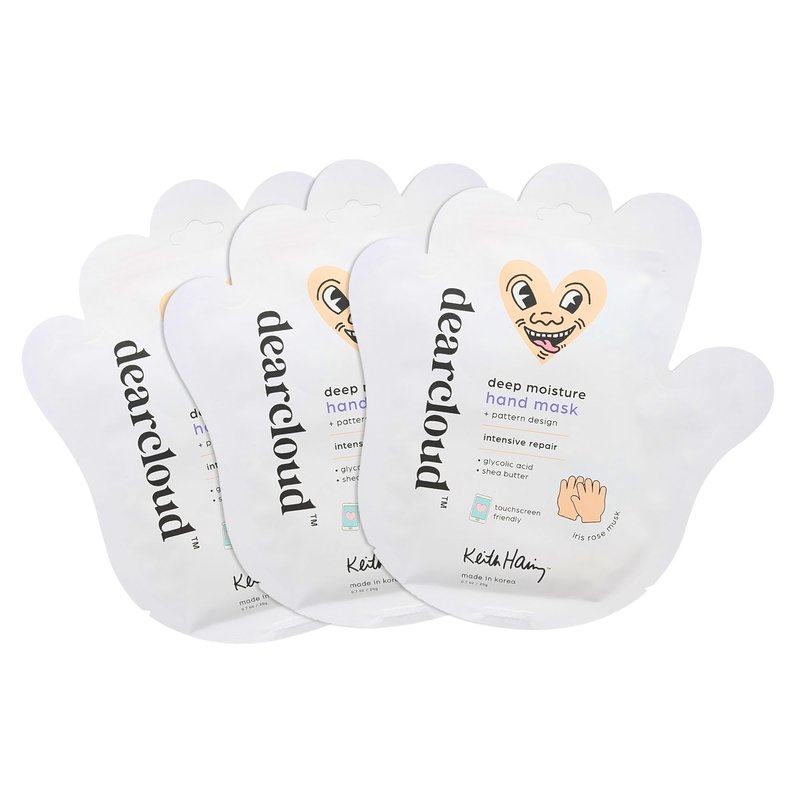 dearcloud Deep Moisture Hand Mask – Glycolic Acid & Shea Butter – Hand Mask for Dry Cracked Hands – Peach Honeysuckle (3 Pairs/ 6 Gloves)
