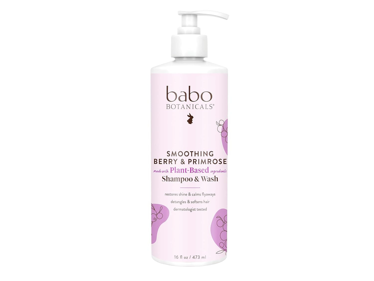 Babo Botanicals Smoothing Berry 2-in-1 Shampoo & Wash - Detangling, Nourishing Formula | Vegan, Light Berry Scent