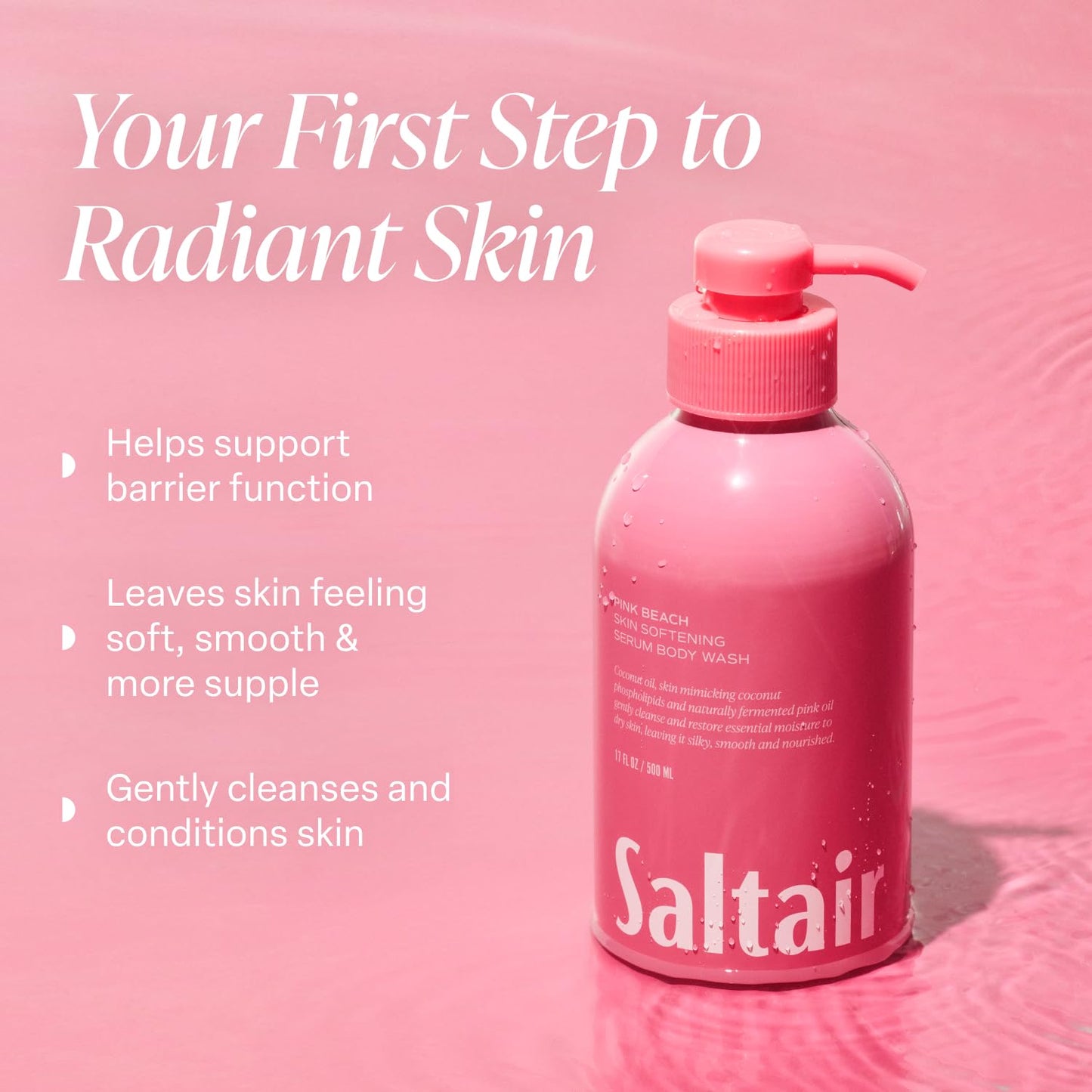 Saltair Body Wash Variety Pack – Santal Vanilla: Santal Bloom & Pink Beach – Moisturizing Body Wash – Scented Shower Gel for Women and Men – 2x 17oz – Paraben & Cruelty-Free