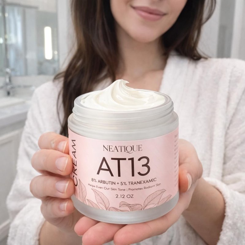 Neatique AT13 Arbutin 8% + Tranexamic Acid 5% Face Cream, 80,000 ppm Arbutin, 50,000 ppm TXA, Daily Facial Moisturizer with Niacinamide and Glutathione, 60ml / 2.12 oz